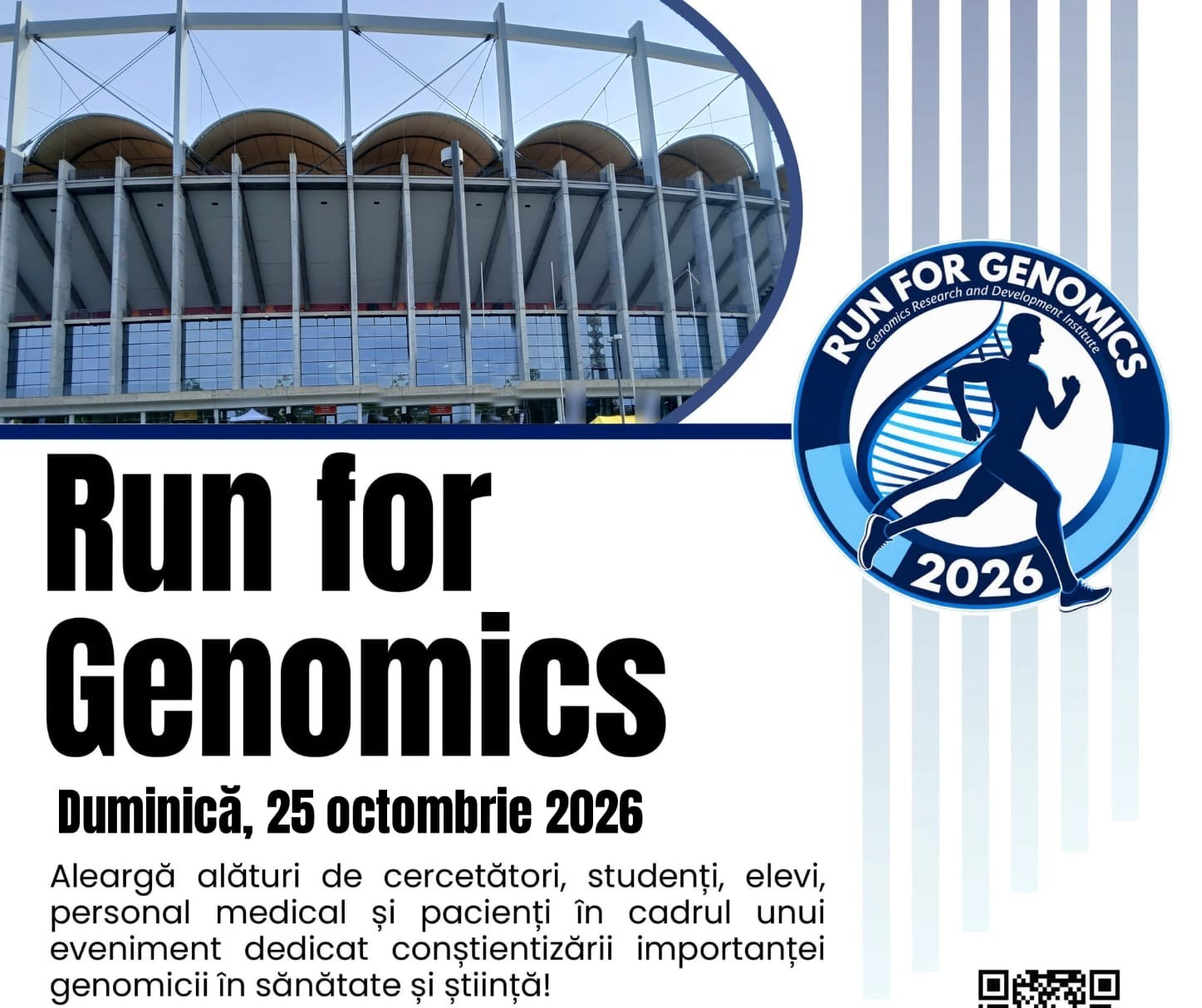 Run for Genomics 2026: aducem la Arena Națională cercetătorii, medicii, pacienții și comunitatea!